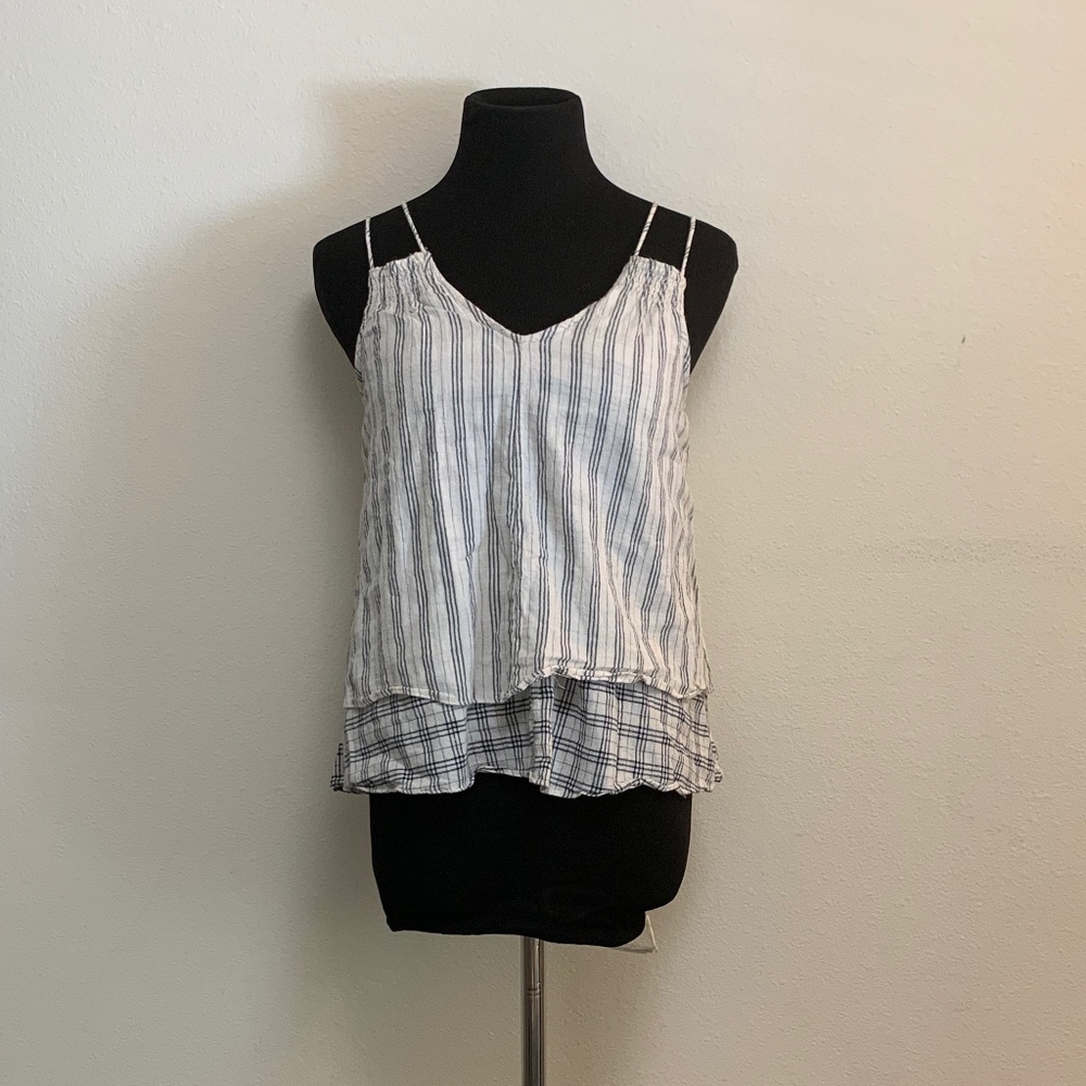Uniquely designed spaghetti strap two layer tank